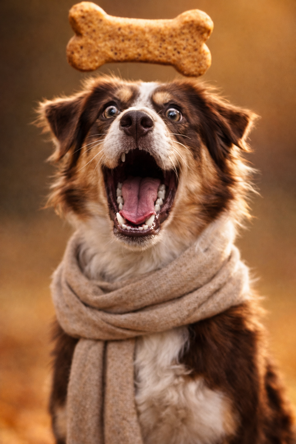 Australian Sheperd fäng ein Leckerlie